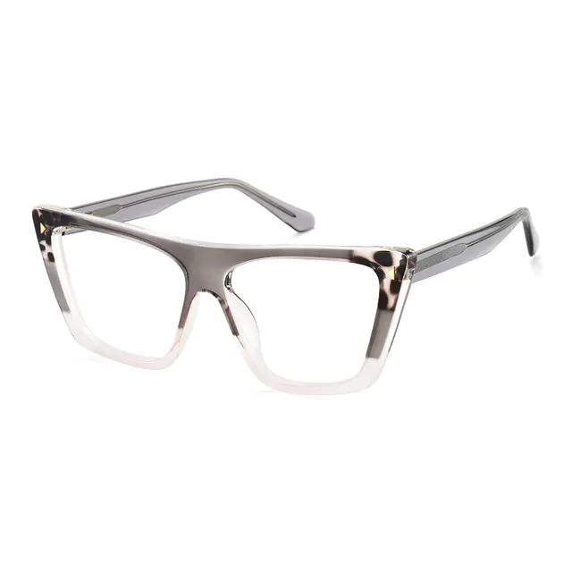 Square Transparent Gray Eyeglasses
