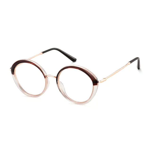 Round Brown/Clear Eyeglasses