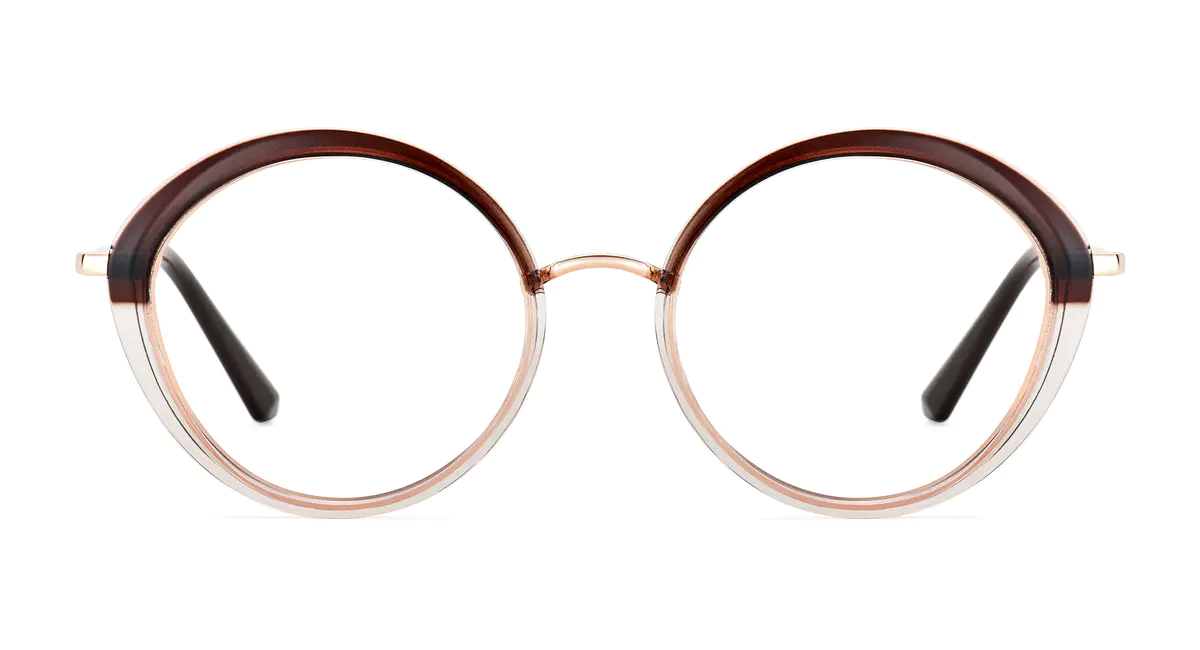 Round Brown/Clear Eyeglasses
