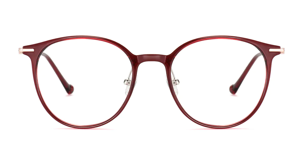 Round Transparent Red/Rose Gold Eyeglasses