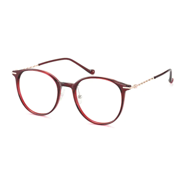 Round Transparent Red/Rose Gold Eyeglasses