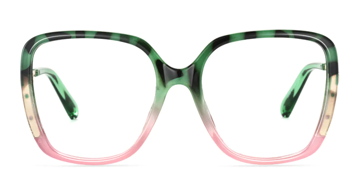 Square Green/Pink Eyeglasses