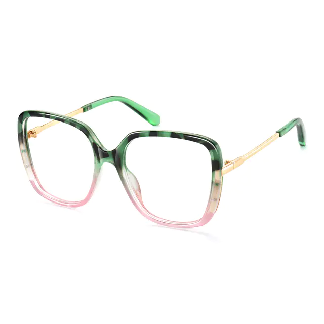 Square Green/Pink Eyeglasses