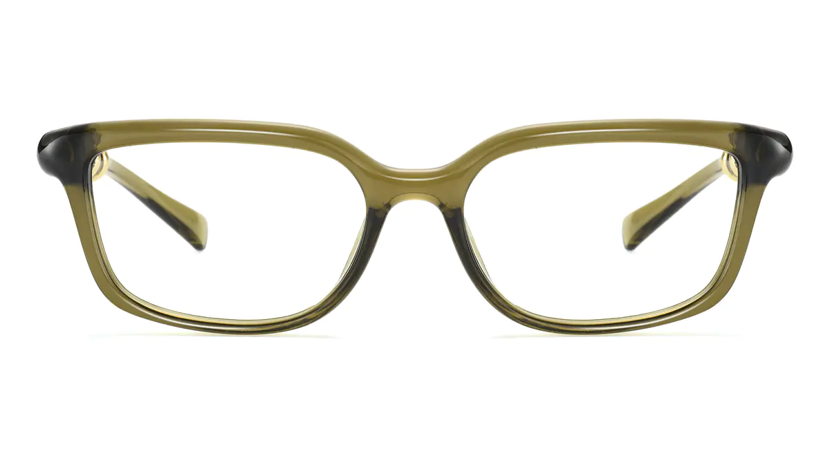 Rectangle Transparent Green Eyeglasses