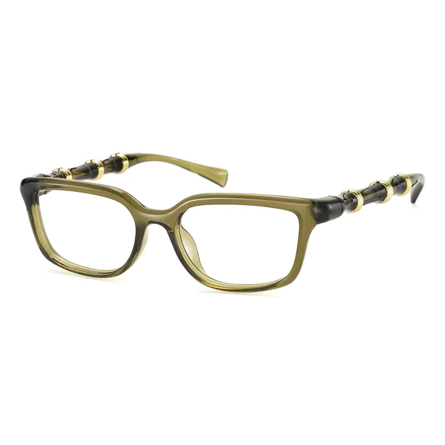 Rectangle Transparent Green Eyeglasses