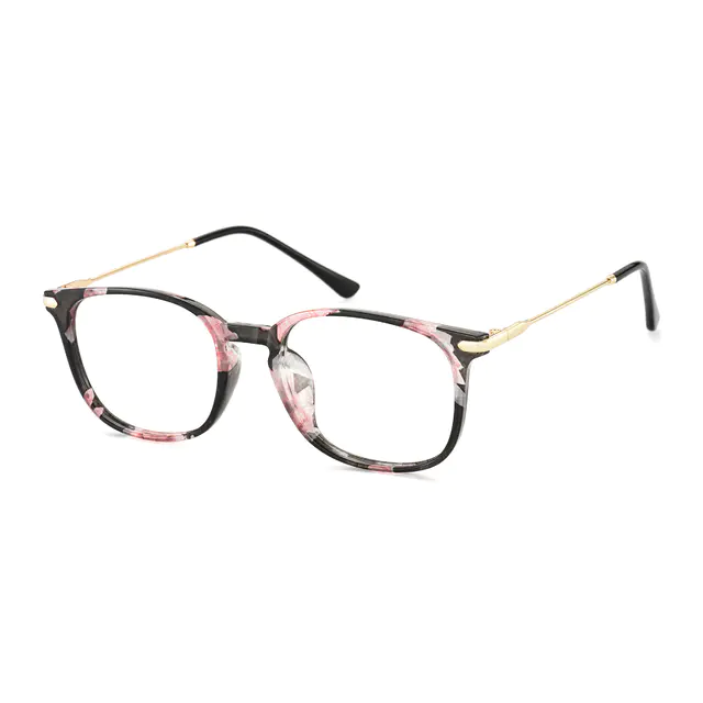 Rectangle Pink Tortoiseshell Eyeglasses