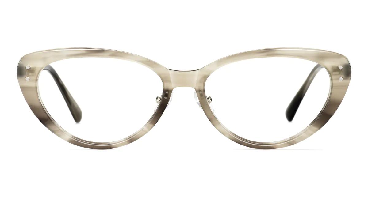 Oval Gray Striped Eyeglasses