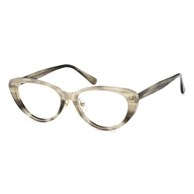 Oval Gray Striped Eyeglasses