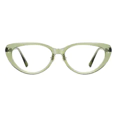 Oval Transparent Green Eyeglasses