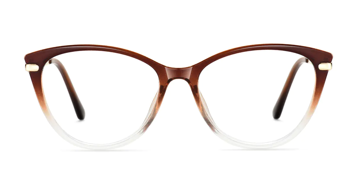 Cat-eye Gradient Brown/Gold Eyeglasses