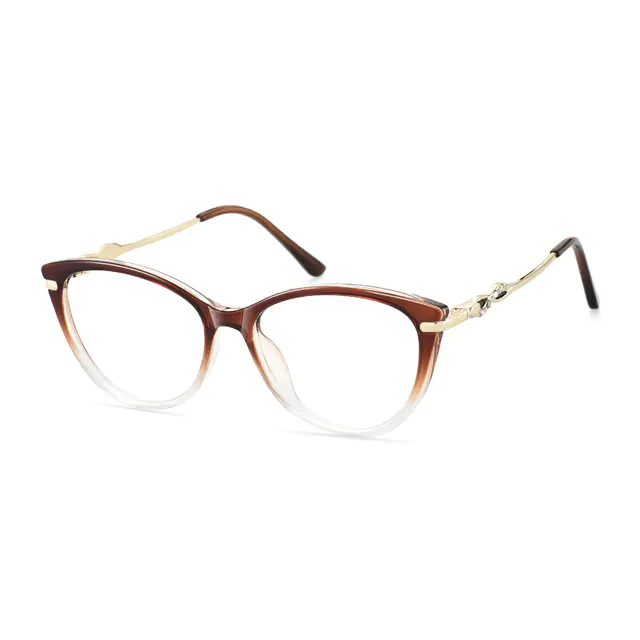 Cat-eye Gradient Brown/Gold Eyeglasses