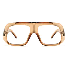Geometric Transparent Brown Eyeglasses