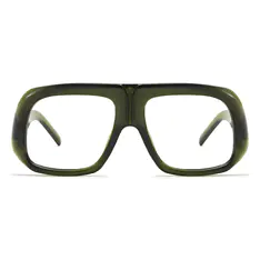 Geometric Transparent Green Eyeglasses