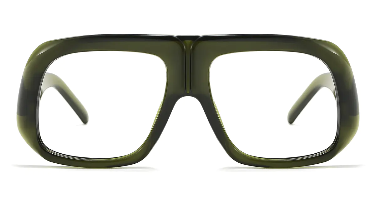 Geometric Transparent Green Eyeglasses