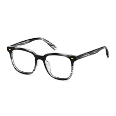 Square Black/White Striped Eyeglasses