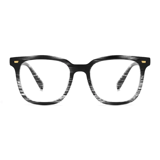 Square Black/White Striped Eyeglasses