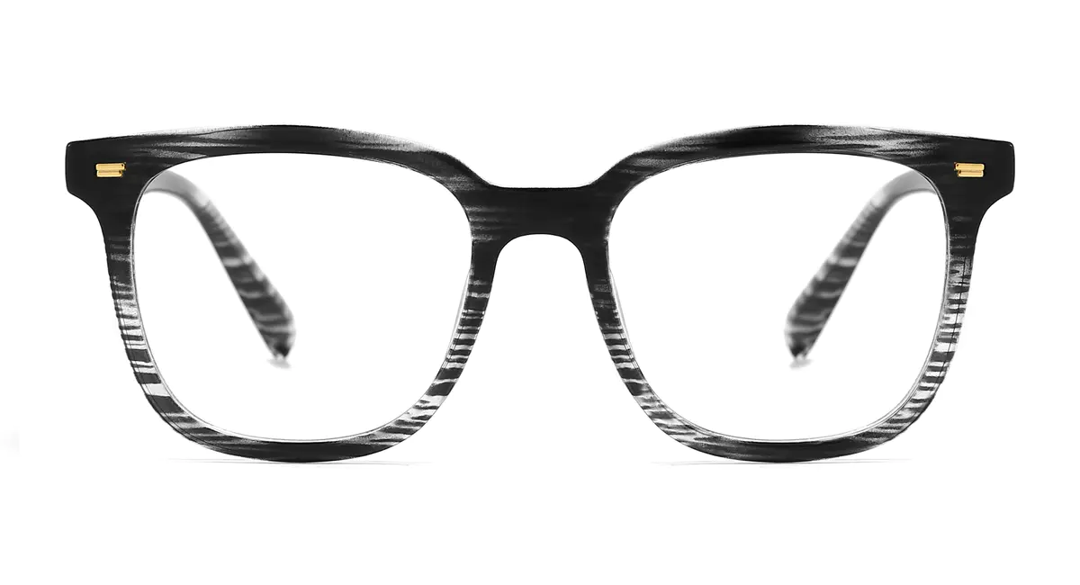 Square Black/White Striped Eyeglasses