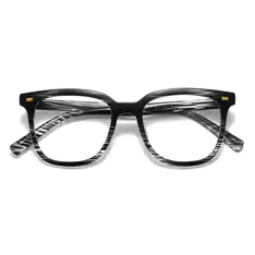 Square Black/White Striped Eyeglasses