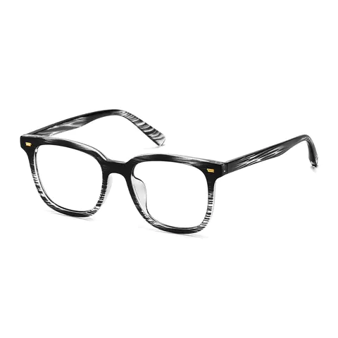 Square Black/White Striped Eyeglasses
