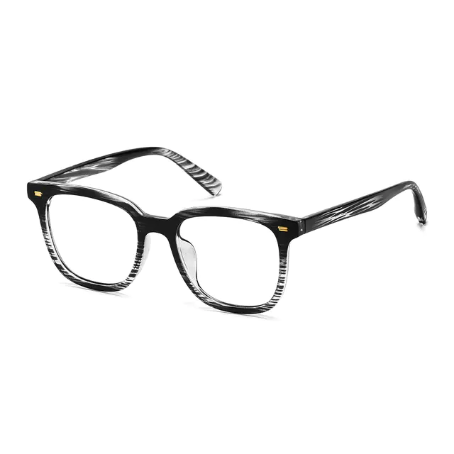 Square Black/White Striped Eyeglasses