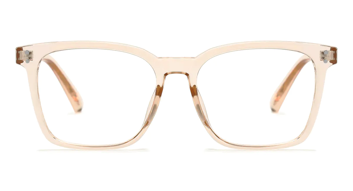Square Transparent Amber Eyeglasses