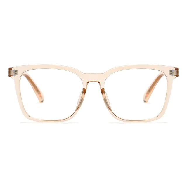 Square Transparent Amber Eyeglasses
