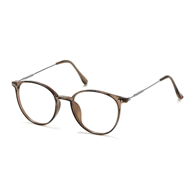 Round Transparent Brown Eyeglasses