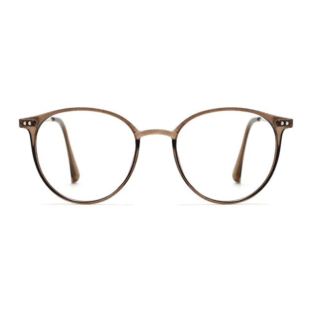 Round Transparent Brown Eyeglasses