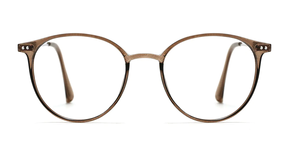 Round Transparent Brown Eyeglasses