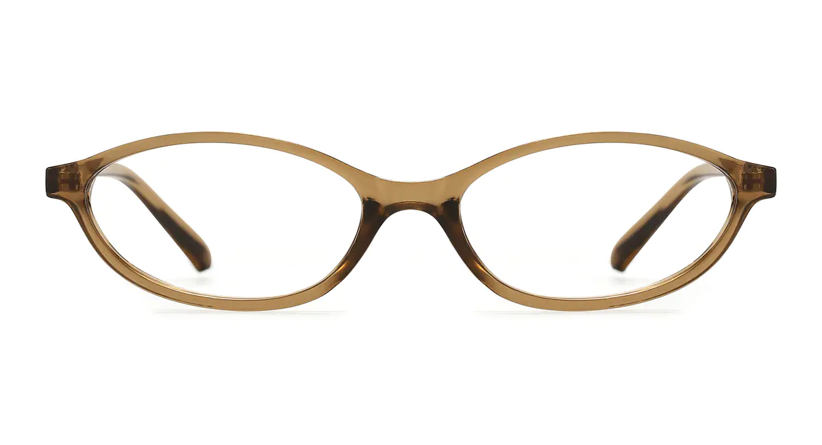 Oval Transparent Brown Eyeglasses