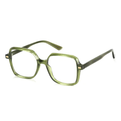 Square Transparent Green Eyeglasses