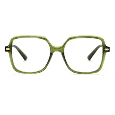Square Transparent Green Eyeglasses