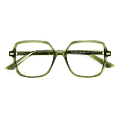 Square Transparent Green Eyeglasses