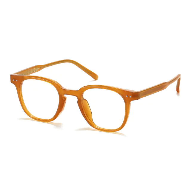 Square Transparent Orange Eyeglasses