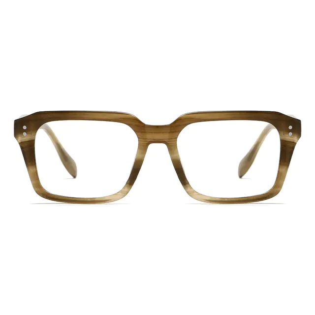 Rectangle Brown Striped Eyeglasses