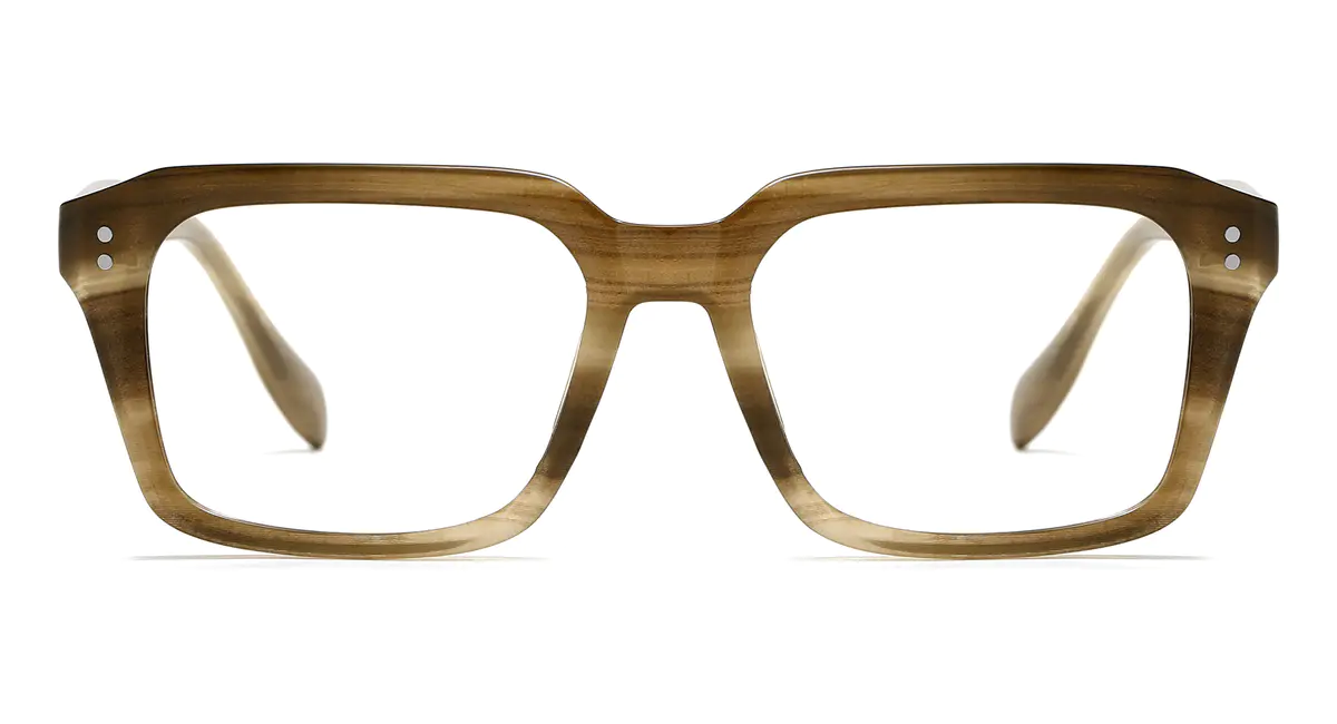 Rectangle Brown Striped Eyeglasses