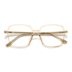 Square Transparent Amber Eyeglasses