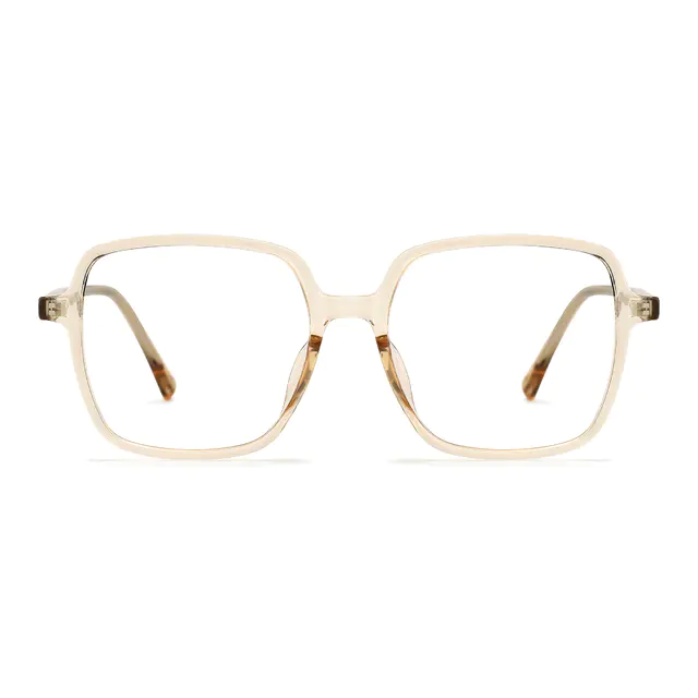 Square Transparent Amber Eyeglasses