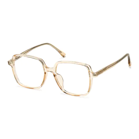 Square Transparent Amber Eyeglasses