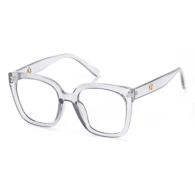 Square Transparent Gray Eyeglasses