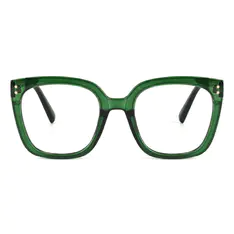 Square Transparent Green Eyeglasses