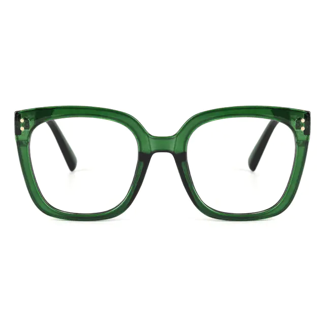 Square Transparent Green Eyeglasses