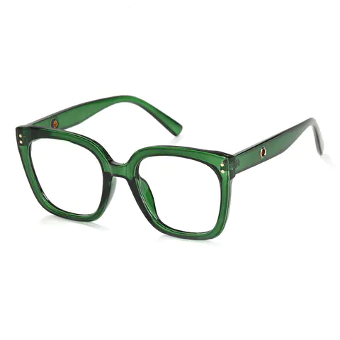 Square Transparent Green Eyeglasses