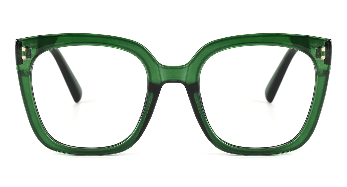 Square Transparent Green Eyeglasses