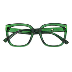 Square Transparent Green Eyeglasses