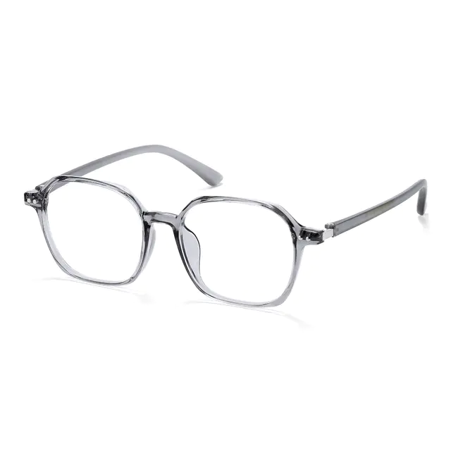 Square Transparent Gray Eyeglasses