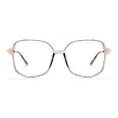 Geometric Transparent Brown Eyeglasses
