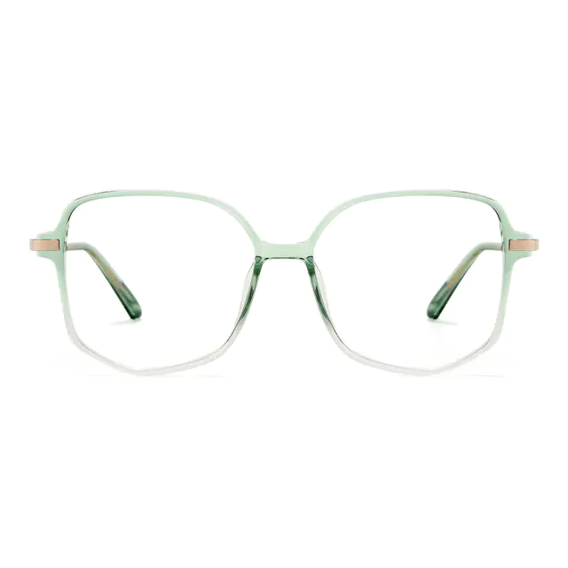 Geometric Transparent Green Eyeglasses
