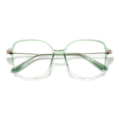 Geometric Transparent Green Eyeglasses