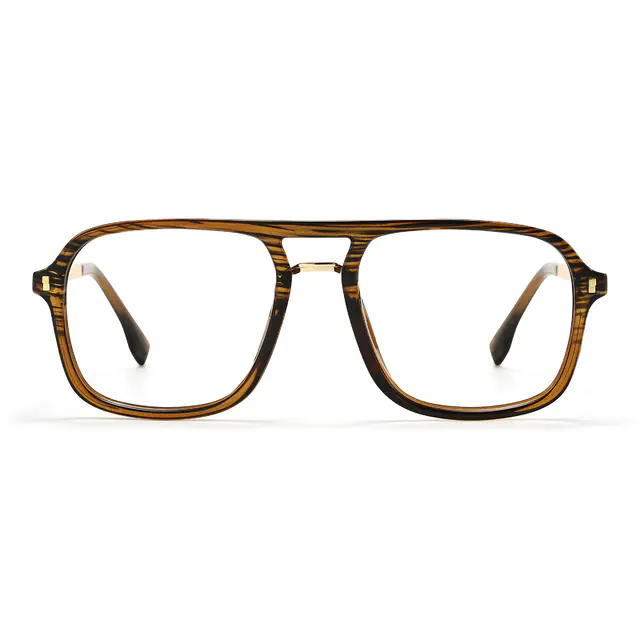 Aviator Brown Striped Eyeglasses